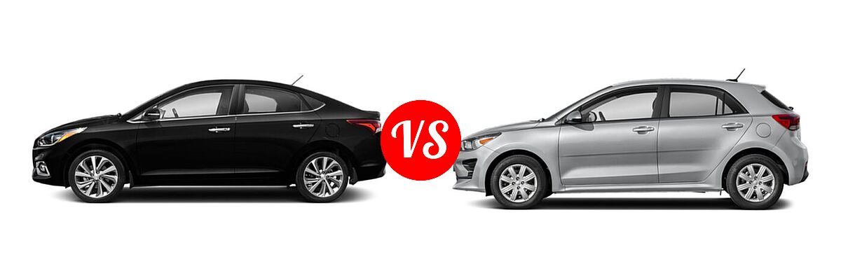 2022 Hyundai Accent Sedan Limited vs. 2022 Kia Rio Sedan LX - Side Comparison