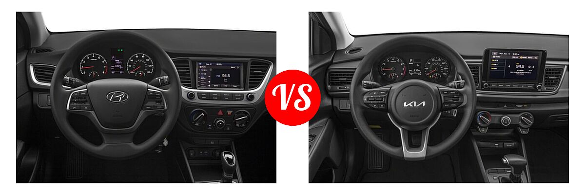 2022 Hyundai Accent Sedan SEL vs. 2022 Kia Rio Sedan LX - Dashboard Comparison