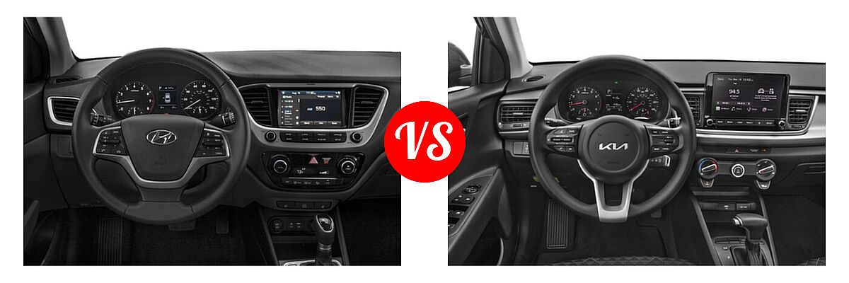 2022 Hyundai Accent Sedan Limited vs. 2022 Kia Rio Sedan S - Dashboard Comparison