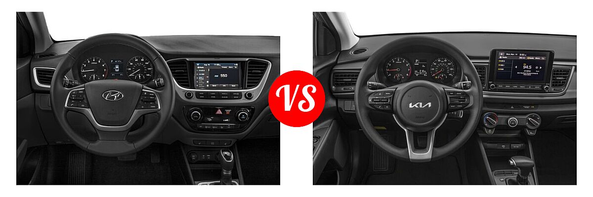 2022 Hyundai Accent Sedan Limited vs. 2022 Kia Rio Sedan LX - Dashboard Comparison