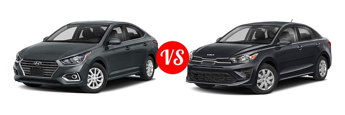 2022 Hyundai Accent Sedan SEL vs. 2022 Kia Rio Sedan S - Front Left Comparison
