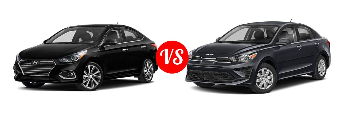 2022 Hyundai Accent Sedan Limited vs. 2022 Kia Rio Sedan S - Front Left Comparison