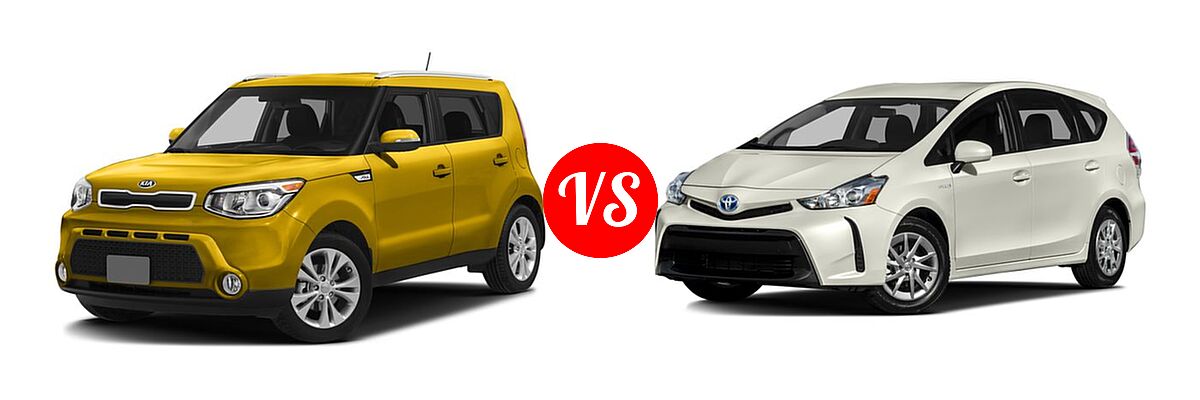 2016 Kia Soul Wagon ! / + vs. 2016 Toyota Prius v Wagon Two - Front Left Comparison