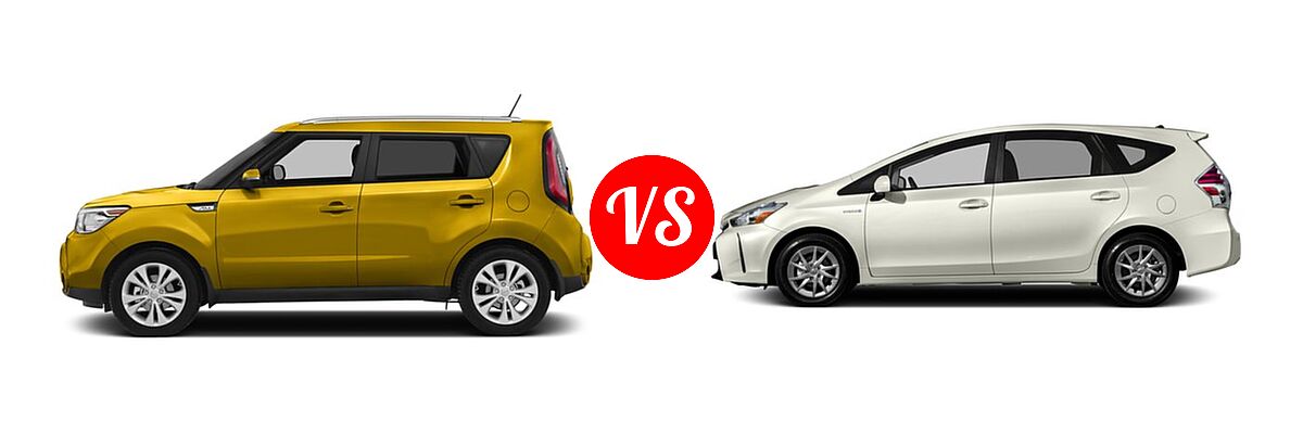 2016 Kia Soul Wagon ! / + vs. 2016 Toyota Prius v Wagon Two - Side Comparison