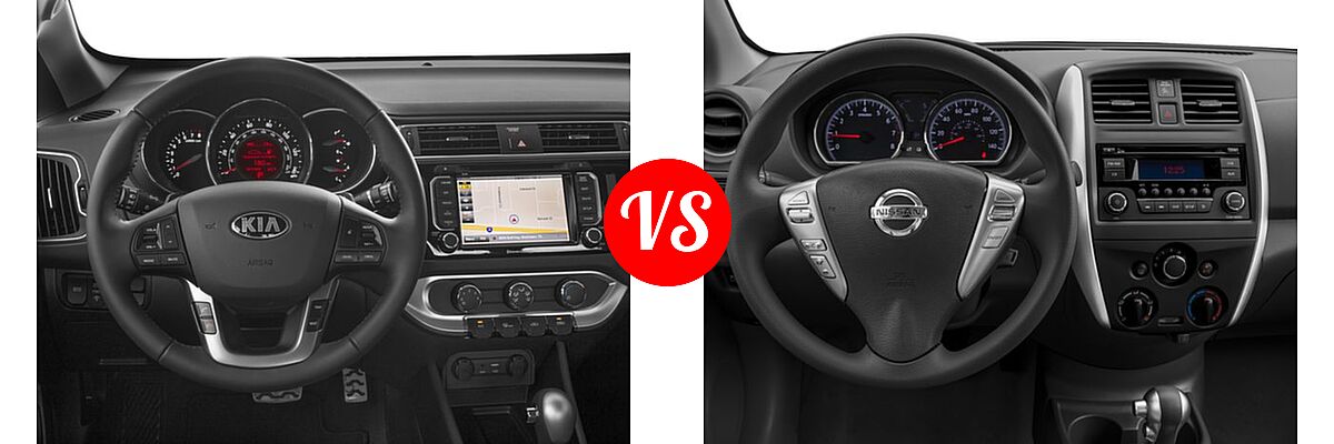 2016 Kia Rio Sedan SX vs. 2016 Nissan Versa Sedan S / S Plus / SV - Dashboard Comparison