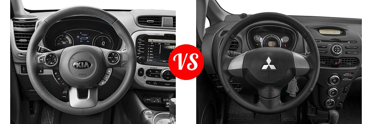 2016 Kia Soul EV Wagon + vs. 2016 Mitsubishi i-MiEV Hatchback ES - Dashboard Comparison