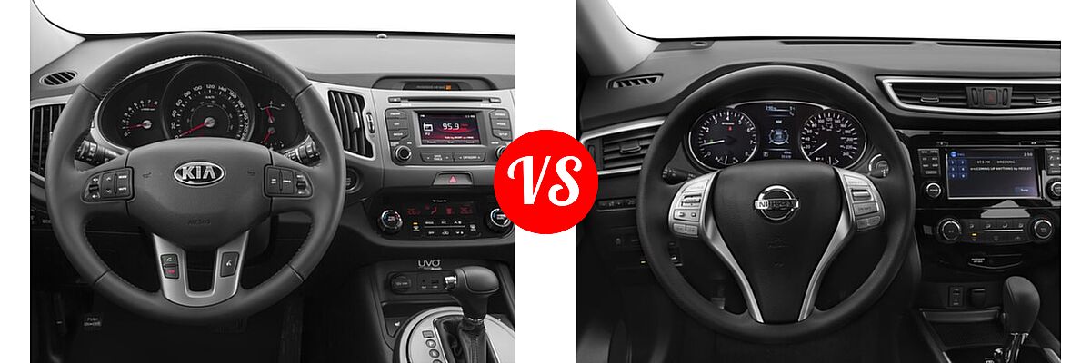 2016 Kia Sportage SUV EX / LX / SX vs. 2016 Nissan Rogue SUV S / SV - Dashboard Comparison
