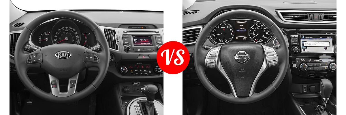 2016 Kia Sportage SUV EX / LX / SX vs. 2016 Nissan Rogue SUV SL - Dashboard Comparison