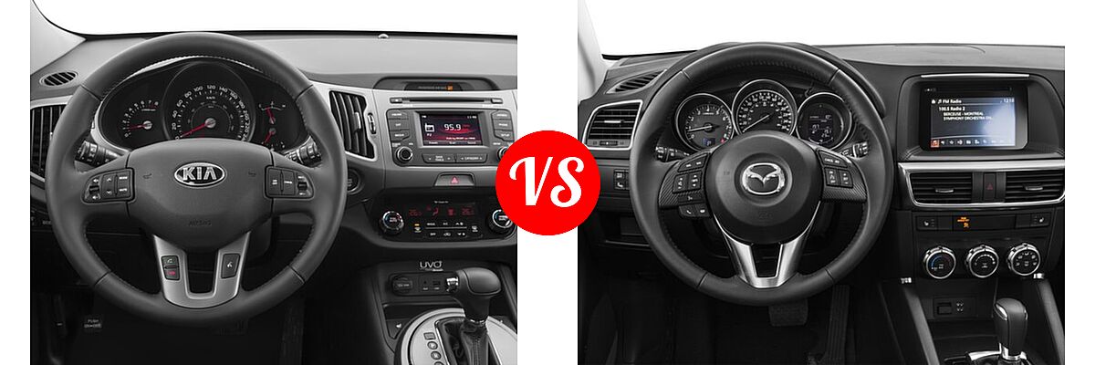 2016 Kia Sportage SUV EX / LX / SX vs. 2016 Mazda CX-5 SUV Touring - Dashboard Comparison