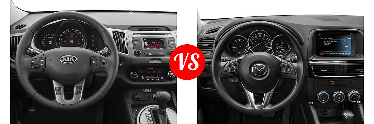 2016 Kia Sportage SUV EX / LX / SX vs. 2016 Mazda CX-5 SUV Sport - Dashboard Comparison