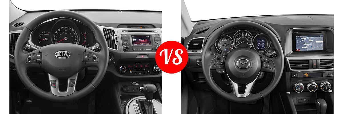 2016 Kia Sportage SUV EX / LX / SX vs. 2016 Mazda CX-5 SUV Touring - Dashboard Comparison