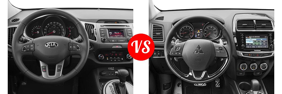 2016 Kia Sportage SUV EX / LX / SX vs. 2016 Mitsubishi Outlander Sport SUV 2.4 GT - Dashboard Comparison