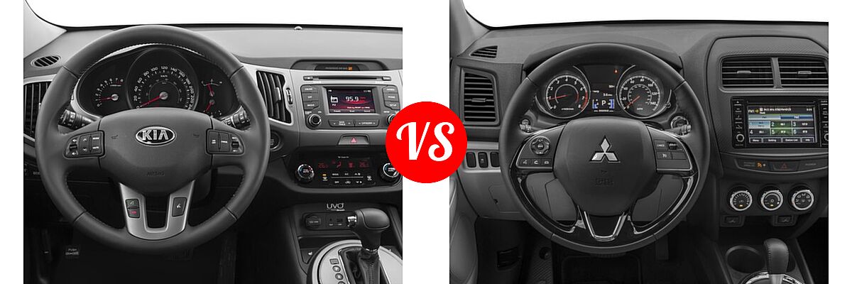 2016 Kia Sportage SUV EX / LX / SX vs. 2016 Mitsubishi Outlander Sport SUV 2.0 ES / 2.4 ES / 2.4 SE - Dashboard Comparison