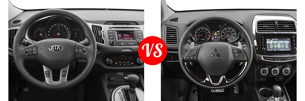 2016 Kia Sportage SUV EX / LX / SX vs. 2016 Mitsubishi Outlander Sport SUV 2.4 SEL - Dashboard Comparison