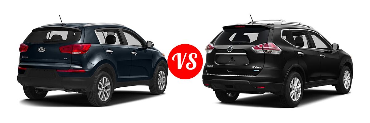 2016 Kia Sportage SUV EX / LX / SX vs. 2016 Nissan Rogue SUV S / SV - Rear Right Comparison