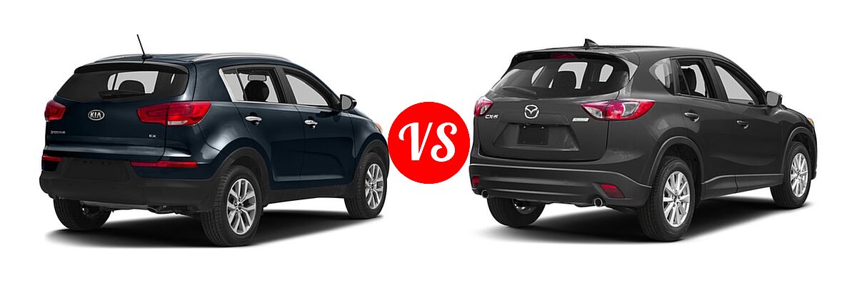 2016 Kia Sportage SUV EX / LX / SX vs. 2016 Mazda CX-5 SUV Sport - Rear Right Comparison