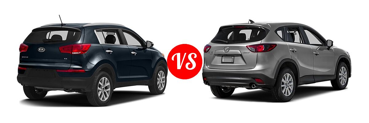 2016 Kia Sportage SUV EX / LX / SX vs. 2016 Mazda CX-5 SUV Touring - Rear Right Comparison