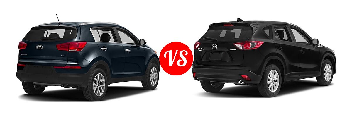 2016 Kia Sportage SUV EX / LX / SX vs. 2016 Mazda CX-5 SUV Sport - Rear Right Comparison