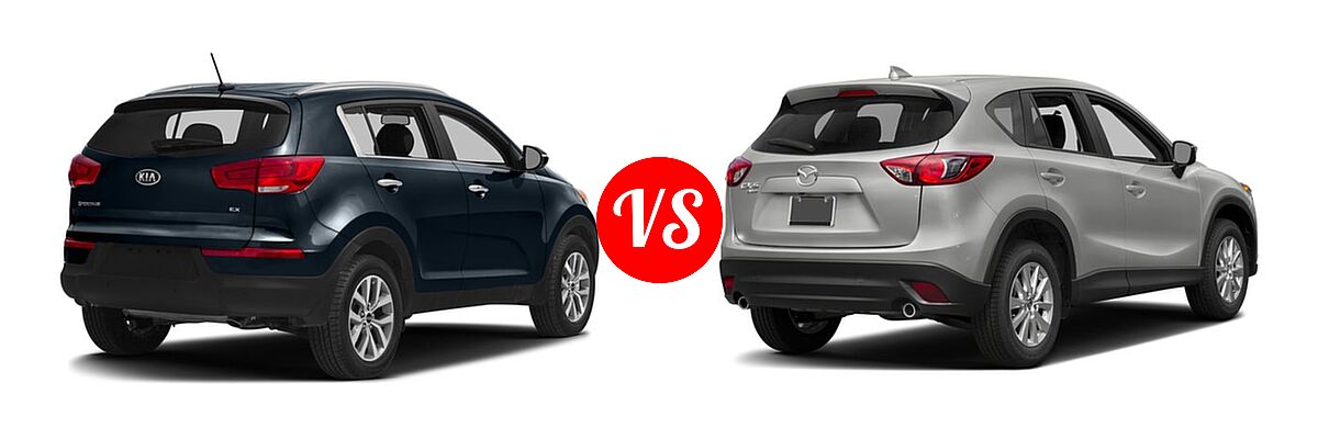 2016 Kia Sportage SUV EX / LX / SX vs. 2016 Mazda CX-5 SUV Touring - Rear Right Comparison