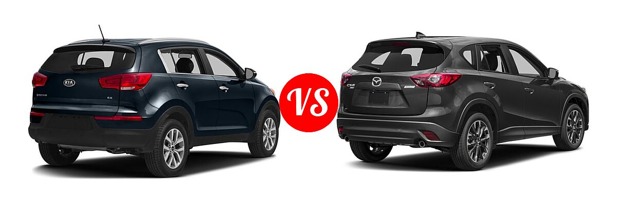 2016 Kia Sportage SUV EX / LX / SX vs. 2016 Mazda CX-5 SUV Grand Touring - Rear Right Comparison