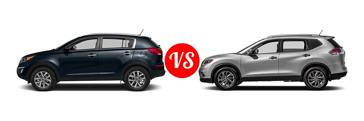 2016 Kia Sportage SUV EX / LX / SX vs. 2016 Nissan Rogue SUV SL - Side Comparison