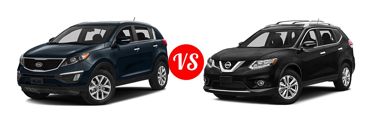 2016 Kia Sportage SUV EX / LX / SX vs. 2016 Nissan Rogue SUV S / SV - Front Left Comparison