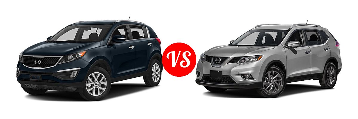 2016 Kia Sportage SUV EX / LX / SX vs. 2016 Nissan Rogue SUV SL - Front Left Comparison