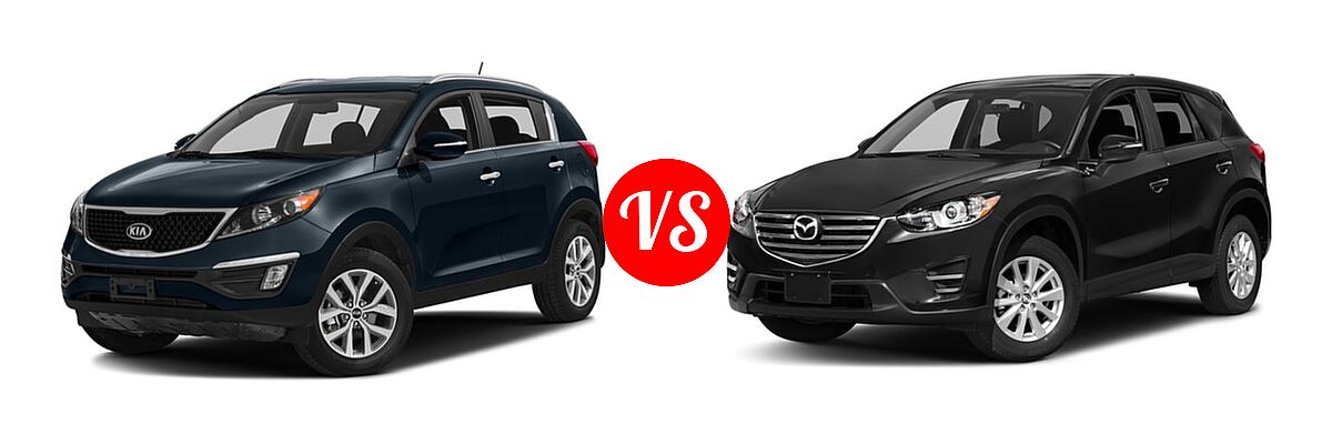 2016 Kia Sportage SUV EX / LX / SX vs. 2016 Mazda CX-5 SUV Sport - Front Left Comparison