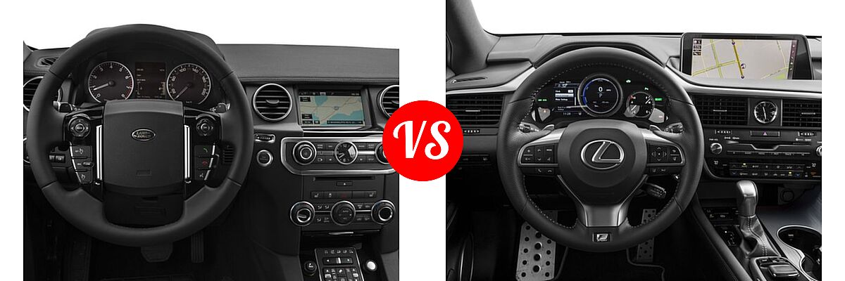 2016 Land Rover LR4 SUV HSE / HSE LUX vs. 2016 Lexus RX 450h SUV F Sport - Dashboard Comparison