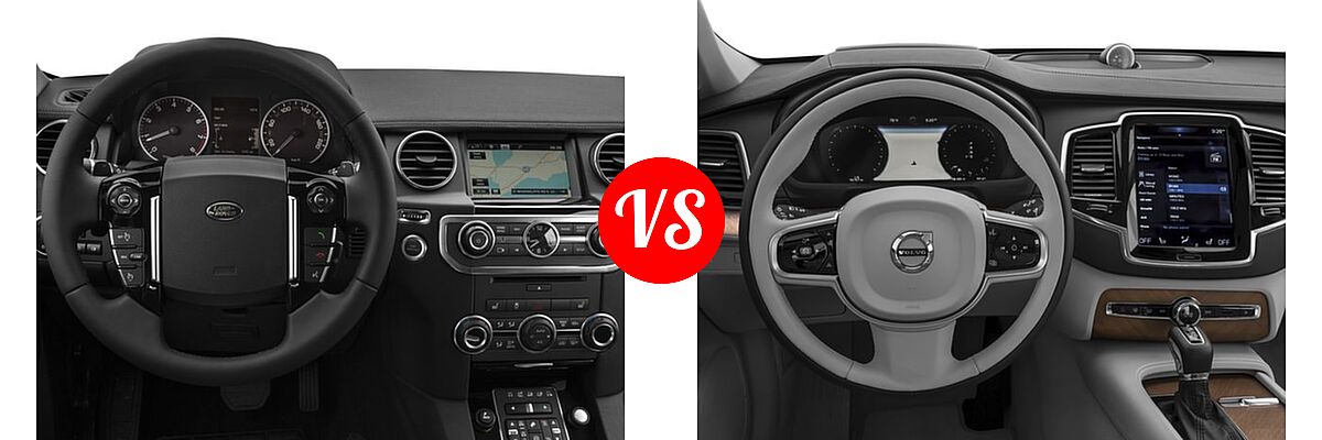 2016 Land Rover LR4 SUV HSE / HSE LUX vs. 2016 Volvo XC90 SUV T6 First Edition / T6 Inscription / T6 Momentum - Dashboard Comparison