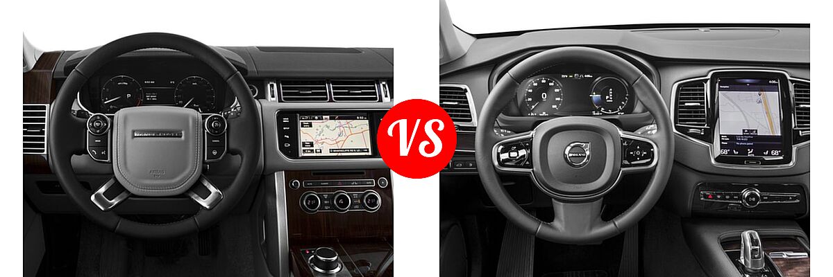 2016 Land Rover Range Rover SUV Diesel Diesel HSE vs. 2016 Volvo XC90 SUV Hybrid T8 Inscription / T8 Momentum / T8 R-Design - Dashboard Comparison