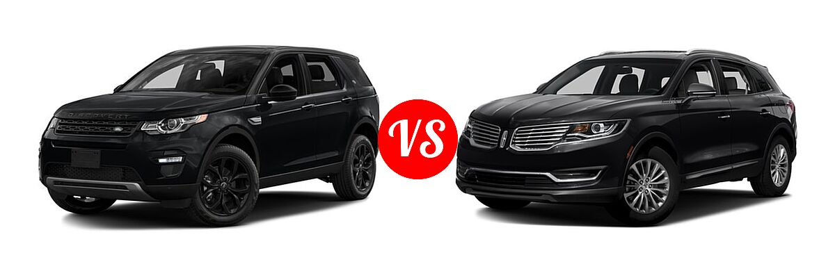 2016 Land Rover Discovery Sport SUV HSE / HSE LUX / SE vs. 2016 Lincoln MKX SUV Black Label / Premiere / Reserve / Select - Front Left Comparison