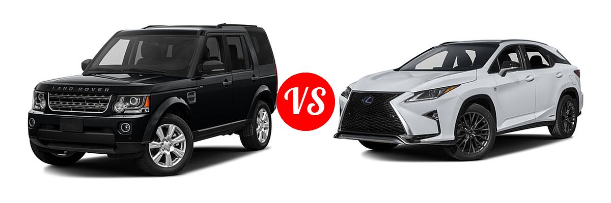 2016 Land Rover LR4 SUV HSE / HSE LUX vs. 2016 Lexus RX 450h SUV F Sport - Front Left Comparison