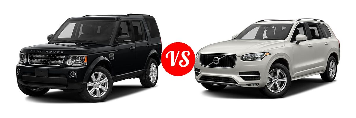 2016 Land Rover LR4 SUV HSE / HSE LUX vs. 2016 Volvo XC90 SUV T5 Inscription / T5 Momentum - Front Left Comparison