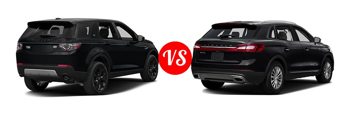 2016 Land Rover Discovery Sport SUV HSE / HSE LUX / SE vs. 2016 Lincoln MKX SUV Black Label / Premiere / Reserve / Select - Rear Right Comparison
