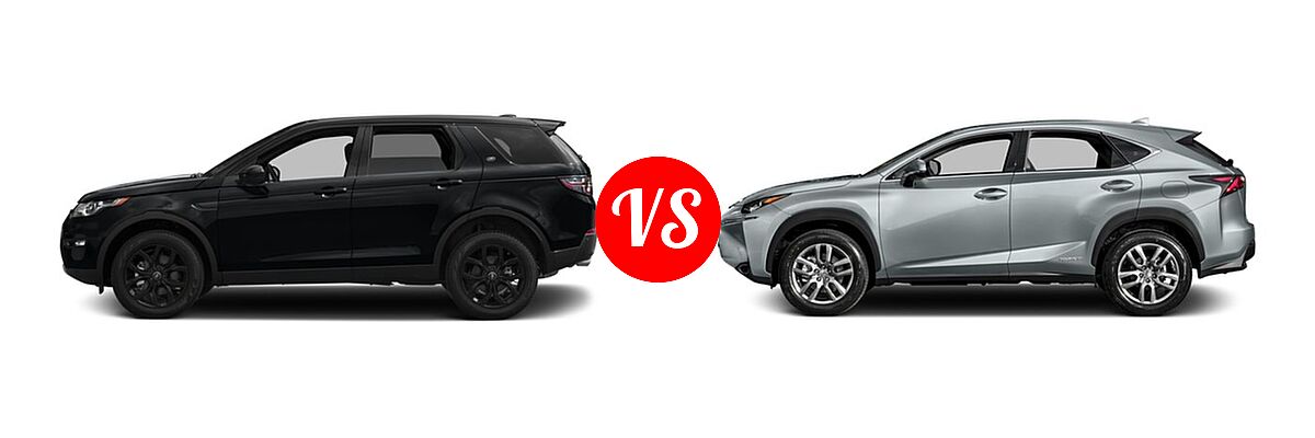 2016 Land Rover Discovery Sport SUV HSE / HSE LUX / SE vs. 2016 Lexus NX 300h SUV AWD 4dr / FWD 4dr - Side Comparison