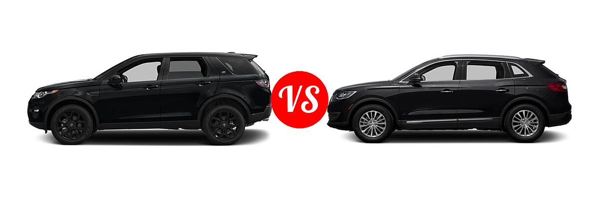 2016 Land Rover Discovery Sport SUV HSE / HSE LUX / SE vs. 2016 Lincoln MKX SUV Black Label / Premiere / Reserve / Select - Side Comparison