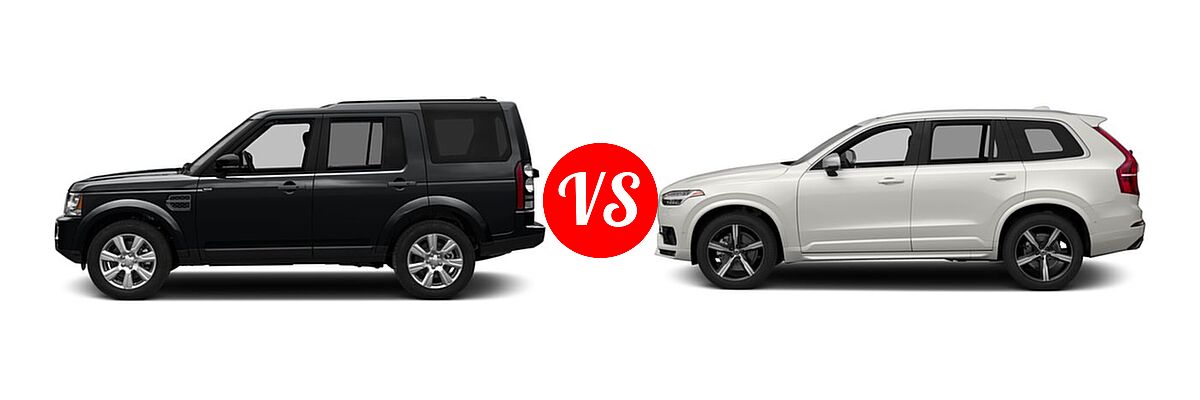 2016 Land Rover LR4 SUV HSE / HSE LUX vs. 2016 Volvo XC90 SUV T5 R-Design / T6 R-Design - Side Comparison
