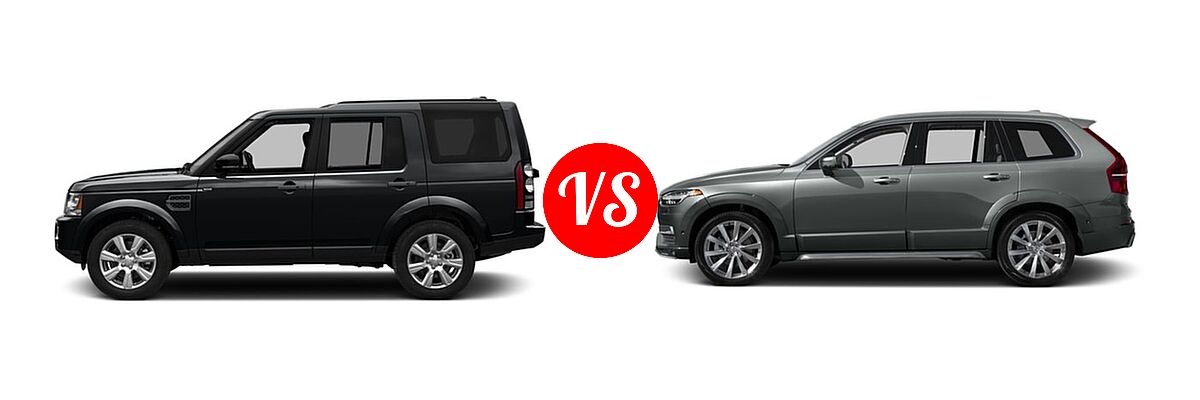 2016 Land Rover LR4 SUV HSE / HSE LUX vs. 2016 Volvo XC90 SUV T6 First Edition / T6 Inscription / T6 Momentum - Side Comparison