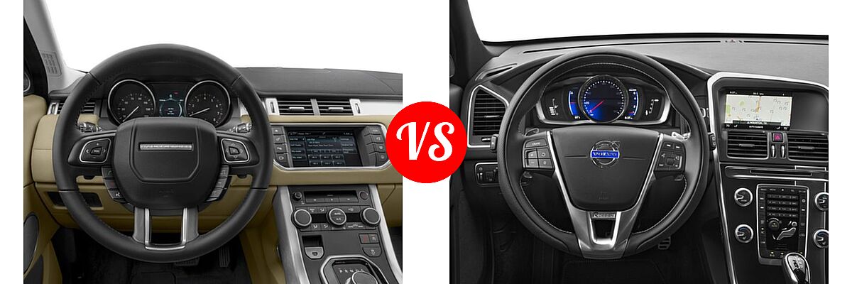 2016 Land Rover Range Rover Evoque SUV HSE Dynamic / SE Premium vs. 2016 Volvo XC60 SUV T6 Drive-E R-Design / T6 Drive-E R-Design Platinum / T6 R-Design / T6 R-Design Platinum - Dashboard Comparison