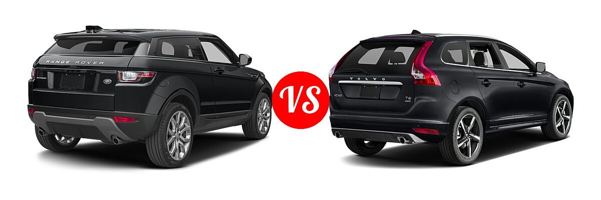 2016 Land Rover Range Rover Evoque SUV HSE Dynamic / SE Premium vs. 2016 Volvo XC60 SUV T6 Drive-E R-Design / T6 Drive-E R-Design Platinum / T6 R-Design / T6 R-Design Platinum - Rear Right Comparison