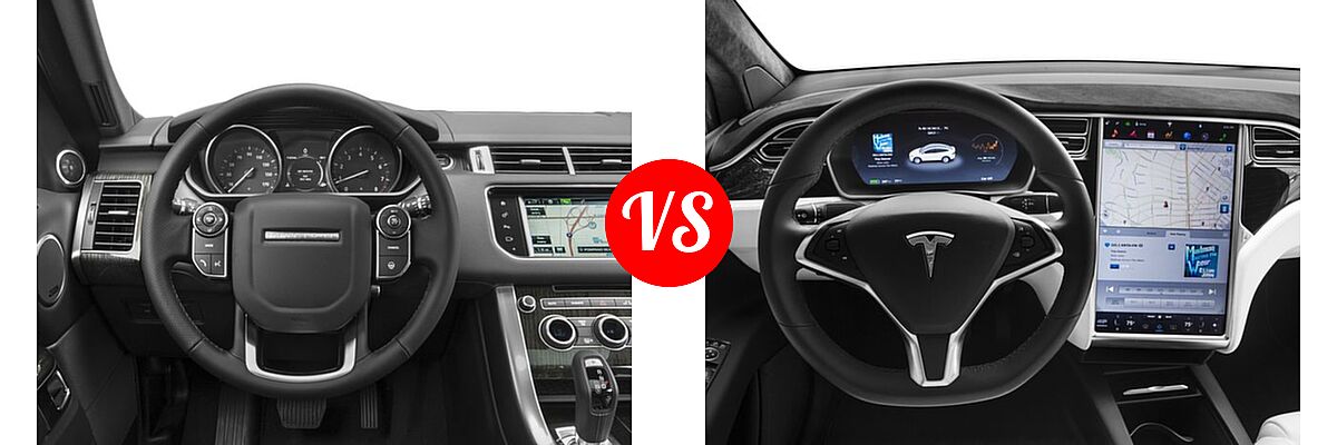 2016 Land Rover Range Rover Sport SVR SUV V8 SVR vs. 2016 Tesla Model X SUV 75D / 90D / P90D - Dashboard Comparison