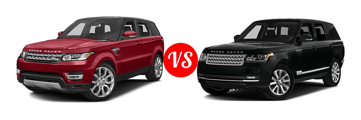 2016 Land Rover Range Rover Sport SVR SUV V8 SVR vs. 2016 Land Rover Range Rover SUV HSE - Front Left Comparison