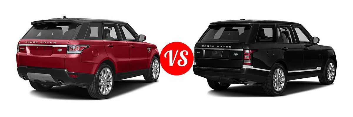 2016 Land Rover Range Rover Sport SVR SUV V8 SVR vs. 2016 Land Rover Range Rover SUV HSE - Rear Right Comparison