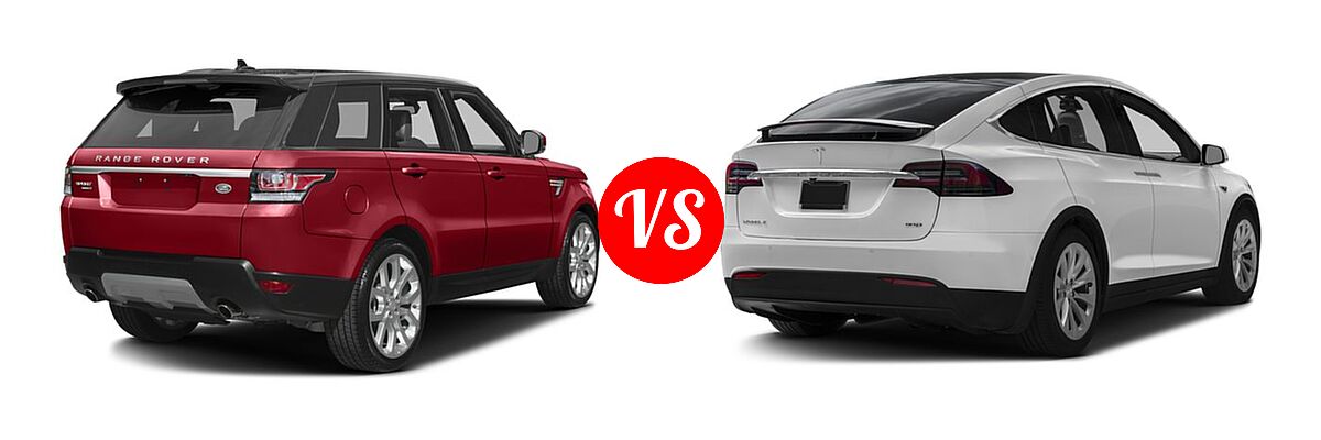 2016 Land Rover Range Rover Sport SVR SUV V8 SVR vs. 2016 Tesla Model X SUV 75D / 90D / P90D - Rear Right Comparison