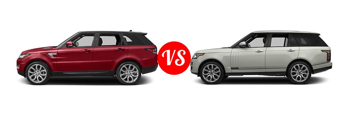 2016 Land Rover Range Rover Sport SVR SUV V8 SVR vs. 2016 Land Rover Range Rover SUV Autobiography / Supercharged / SV Autobiography - Side Comparison