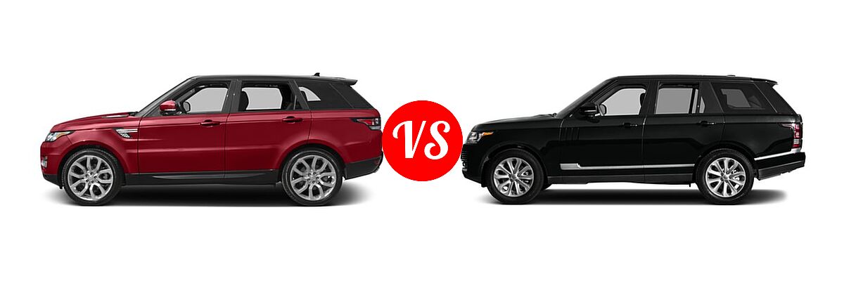 2016 Land Rover Range Rover Sport SVR SUV V8 SVR vs. 2016 Land Rover Range Rover SUV HSE - Side Comparison