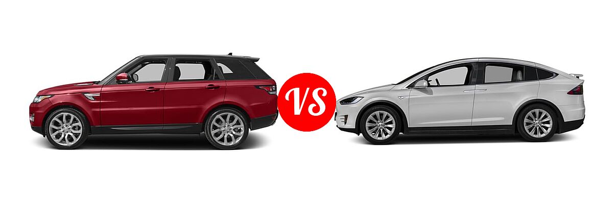 2016 Land Rover Range Rover Sport SVR SUV V8 SVR vs. 2016 Tesla Model X SUV 75D / 90D / P90D - Side Comparison