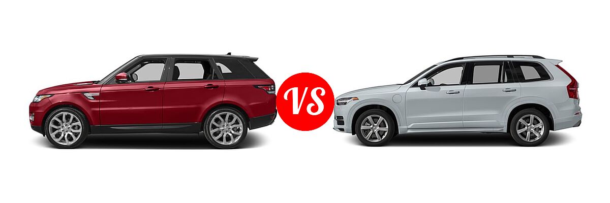 2016 Land Rover Range Rover Sport SVR SUV V8 SVR vs. 2016 Volvo XC90 SUV Hybrid T8 Inscription / T8 Momentum / T8 R-Design - Side Comparison
