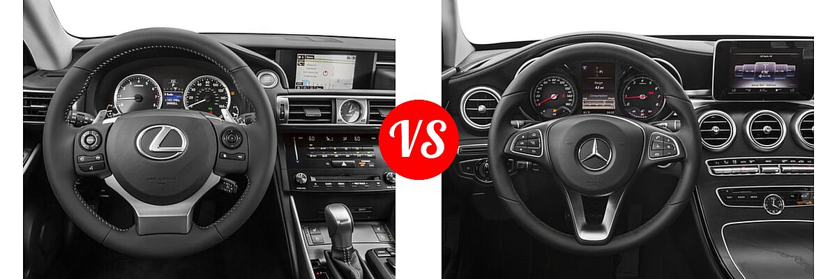 2016 Lexus IS 350 Sedan 4dr Sdn AWD / 4dr Sdn RWD vs. 2016 Mercedes-Benz C-Class Sedan C 300 Luxury - Dashboard Comparison